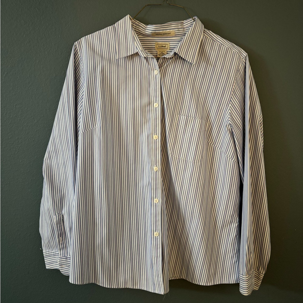 Vintage LL Bean Wrinkle-Resistant Striped Button-Up Shirt – Size 2X
